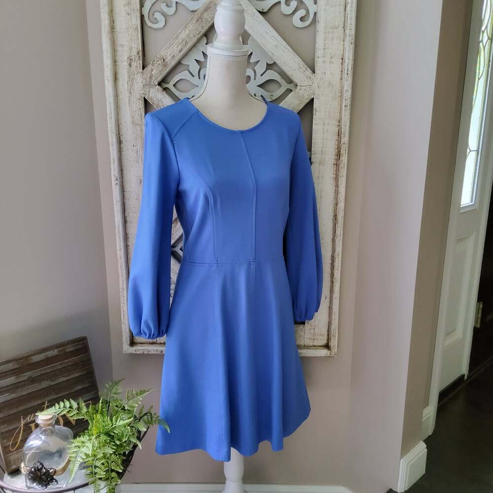 New Eliza J Women's Knit Seam Detail Three-Quarter Sleeve A-Line Flare Dress 10